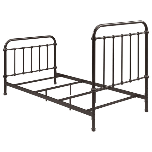 Twin Panel Bed With Ornate Design - Bronze