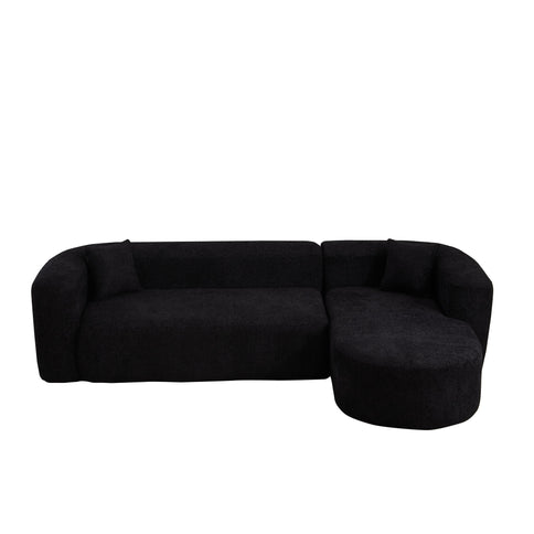 L - Shape Boneless Cloud Couch With 2 Throw Pillows For Living Room