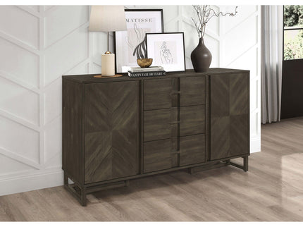 Glenmoor - 3 Drawer Server With 2 Cabinets - Dark Gray
