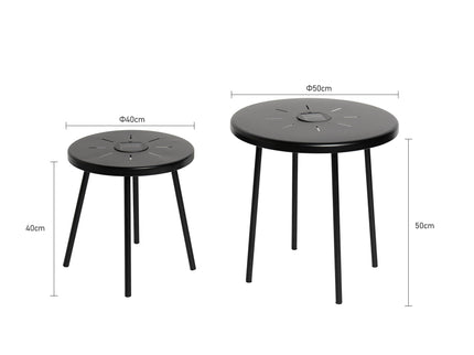Solar Powered Side Table With LED Light, Outdoor / Indoor - Black