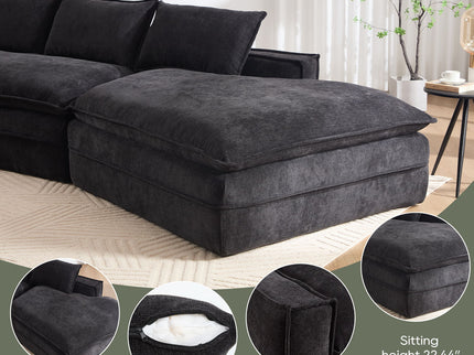 Modern Minimalist Modular Sectional Sofa With Deep Seats And Right Facing Chaise