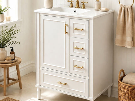 Modern Bathroom Vanity With Sink, Soft Close Doors, 3 Drawers