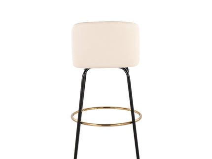 Toriano - Contemporary Fixed Height, Barstool With Swivel & Round Footrest (Set of 2)