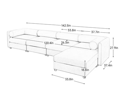 Contemporary Elegant Sofa With Storage And Ottoman