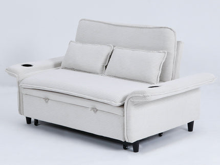 Modern Fabric Multi-Functional Sofa Bed With Adjustable Armrests And Backrests