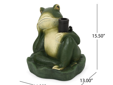 Charming Frog Prince Umbrella Base With Concrete Design - Green