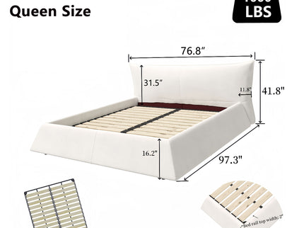 Upholstered Platform Bed With Special Shaped Headboard