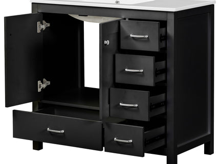 Bathroom Vanity With Sink Combo, 2 Soft Close Doors And 5 Drawers