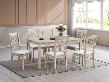 Ferris - 7 Piece Dining Set With Cross Back Chairs And Rectangular Table - Antique White