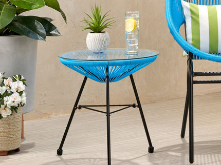 Nusa - Modern Rattan Side Table With Tempered Glass Top