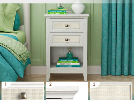 Nightstand With 2 Drawers Bedside Table