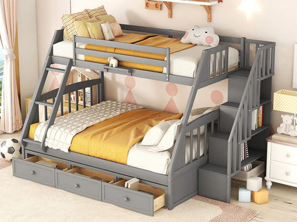 Bunk Bed With Drawers, Ladder And Storage Staircase