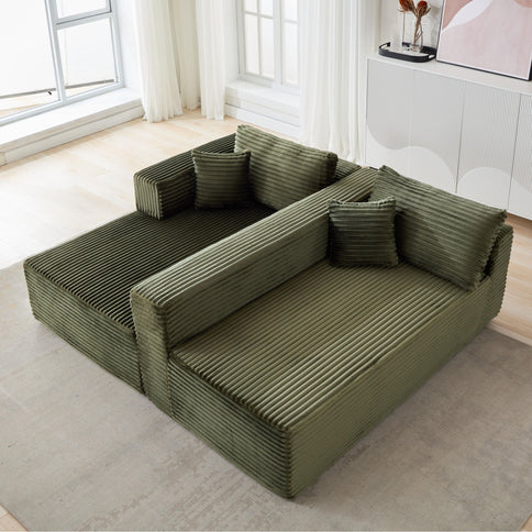 Compression Sectional Couch With Comfy Chaise, Boneless L Shape Sofa With Deep Seat