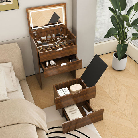 Vanity Desk With Lighted Mirror & Stool
