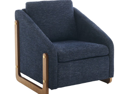 Modern Upholstered Armchair With Wooden Side Frame