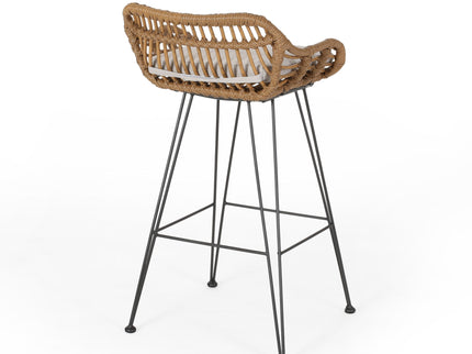 Outdoor Rattan Bar Chair With Metal Legs