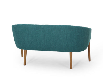 Mid Century Modern Loveseat With Channel Stitched Backrest
