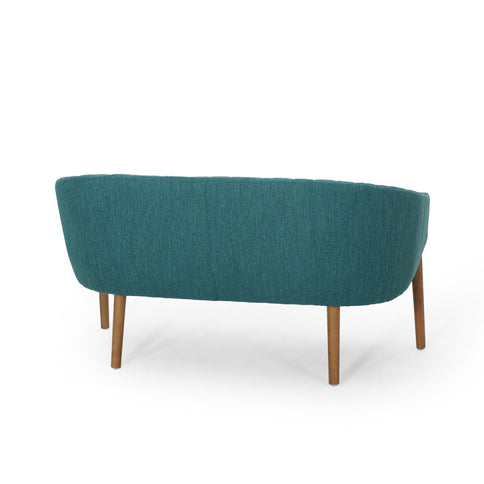 Mid Century Modern Loveseat With Channel Stitched Backrest