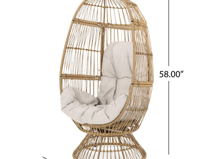 Patio Swivel Basket Egg Chair With Cushion