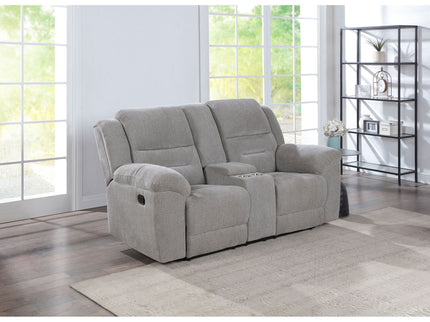 Sebring - Upholstered Manual Reclining Loveseat With Center Storage Console - Gray