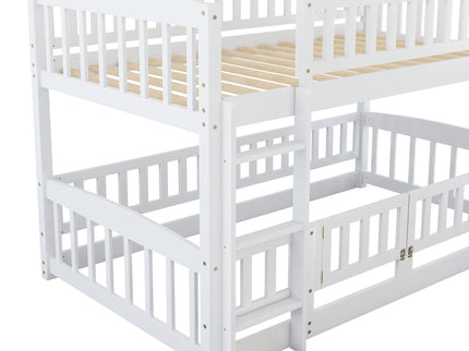 Low Bunk Bed With Slide, Fence And Ladder