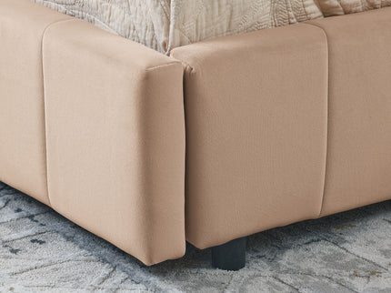 Mid-Century Storage Upholstered Tufted Bed Frame With Backrest And Armrests