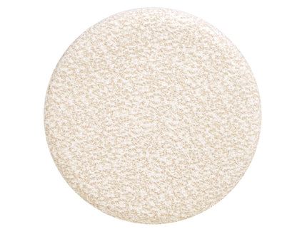 Hampton - Round Upholstered Ottoman With Scalloped Base - Speckled Egg Beige