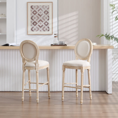 French Country Bar Chairs & Round Back (Set of 2)