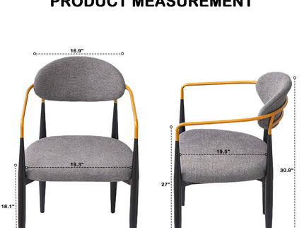 Modern Upholstered Dining Chair With Accented Armrests (Set of 2)