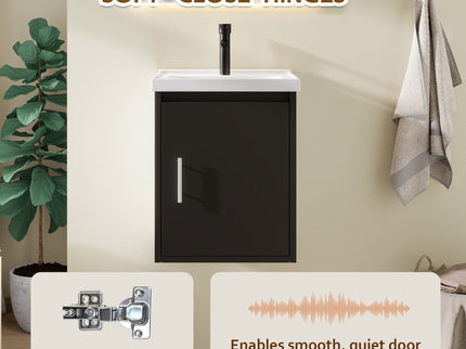 Floating Bathroom Vanity Combo, Wall Mounted Cabinet With Sink & Soft Close Doors For Small Bathrooms