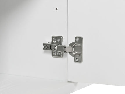 Modern Wood Sideboard Cabinet With Carved Door Panels, Adjustable Shelves, And Sturdy Metal Legs