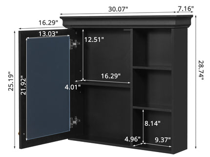Wall Mounted Bathroom Medicine Cabinet With Mirror And Adjustable Storage With Soft Close Hinges