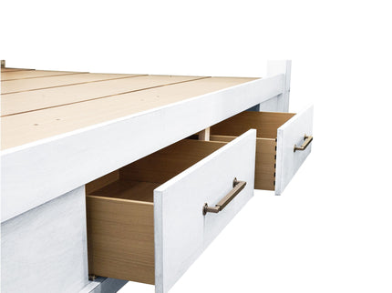 Bed With Built In LED Lights And Open Shelves