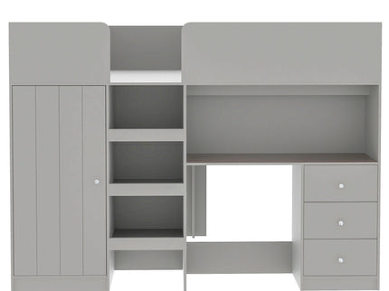 Loft Bed With Built In Wardrobe, Desk, Shelves, And Drawers