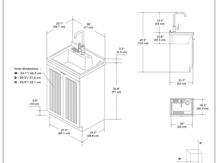 Murphy - Laundry Cabinet & Faucet And Stainless Steel Sink