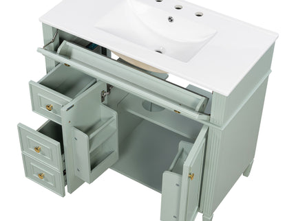 Bathroom Vanity With Sink, 3 Drawers & 2 Soft-Close Doors