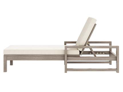 Outdoor Lounge Chairs, 5 Position Chaise Lounge With Adjustable Backrest (Set of 2) - Gray