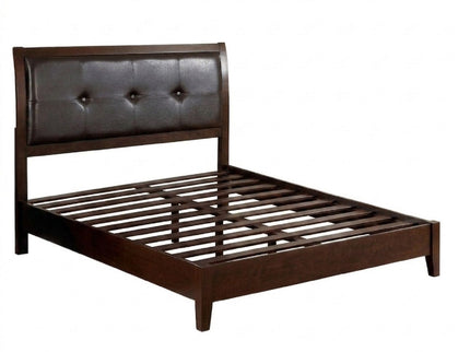 Eastern King Bed With Button Tufted Headboard - Brown