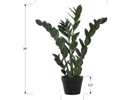 29" Tall, Artificial Plant, Zz Tree, Indoor, Faux, Fake, Floor, Greenery, Potted, Real Touch, Decorative - Green / Black