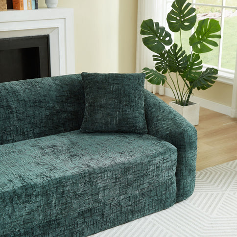 Curved Convertible Sofa, 2 In 1 Fold Out Bed With Pull Out Base And Deep Seat