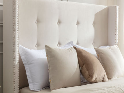 Peyton - Upholstered Bed With 54" High Headboard, Traditional Hand Buttoned Tufting