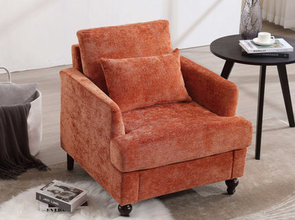 Modern Mid Century Wood Frame Armchair With Tufted Design