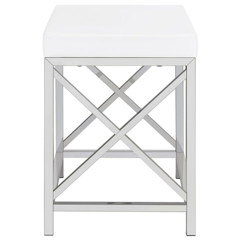Hamlin - Makeup Vanity Table With Lighted Mirror And Padded Stool - White