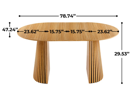 Extendable Pedestal Multifunctional Dining Table - Oak