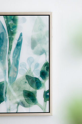 Framed Printed Acrylic Decorative Wall Art, Wall Decor For Living Room (Set of 2) - White / Green