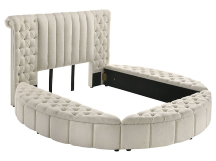 Santiago - Upholstered Round Storage Bed With Built In Charging Ports