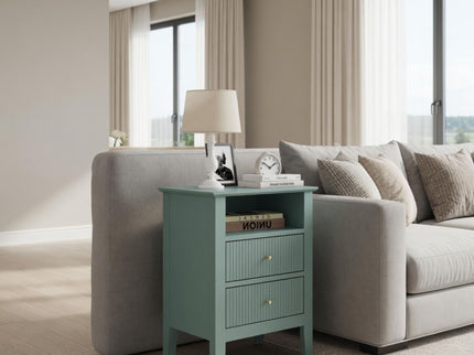 Fluted Nightstand With 2 Drawers