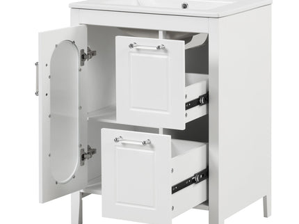 Modern Bathroom Vanity With Sink, Cabinet With 2 Drawers And Door, Adjustable Shelf