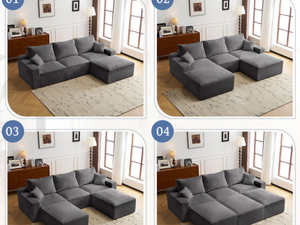 L Shaped Sectional Sofa, Full Compression 3 Seater Cloud Couch With Chaise