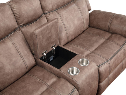 Dollum - Two Tone Nubuck Manual Recliner Sectional Sofa With USB Port Cupholder Console